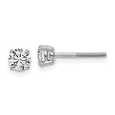 14k White Gold 5/8 carat Lab Grown Diamond VS+ F+ Round Complete Four Prong Lightweight Screwback Stud Earrings